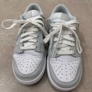 Women’s Nike Dunk Low; white/white/photon dust